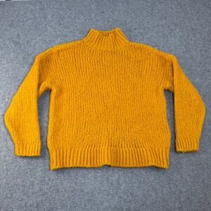 Bershka Mustard Yellow Chunky Knit Mock Neck Sweater Women's Size S